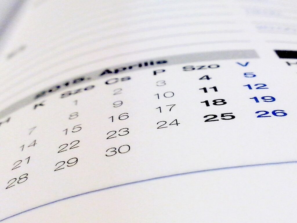 impresión de calendarios