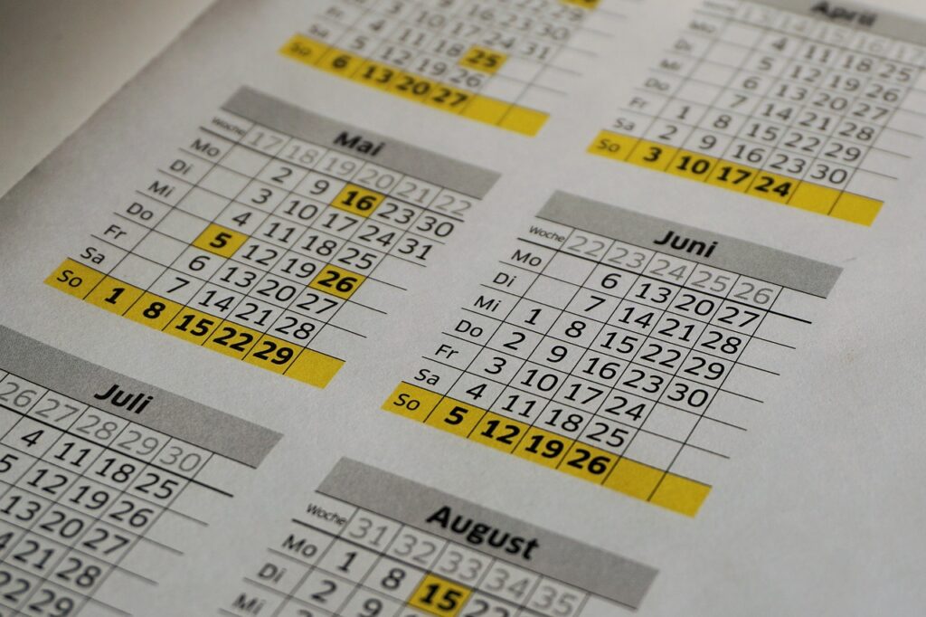 impresión de calendarios